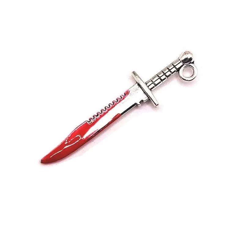 1, 4, 20 or 50 Pieces: Bloody Hunting Knife Charms, Double Sided