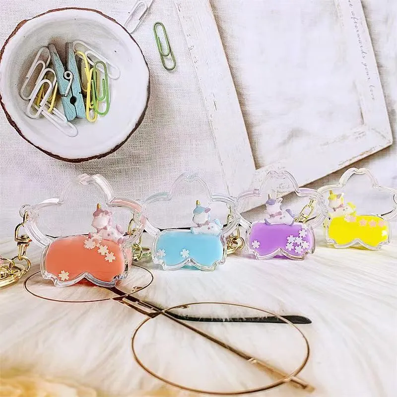 12079 UNICORN FLOWER FLOATY KEY CHARM-12