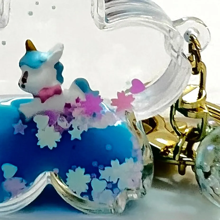 12079 UNICORN FLOWER FLOATY KEY CHARM-12