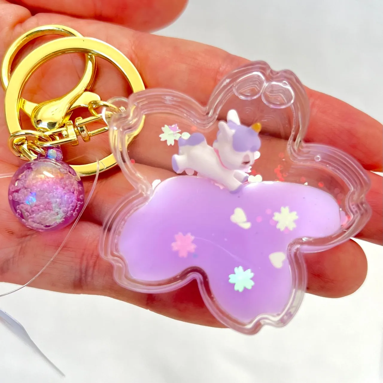 12079 UNICORN FLOWER FLOATY KEY CHARM-12