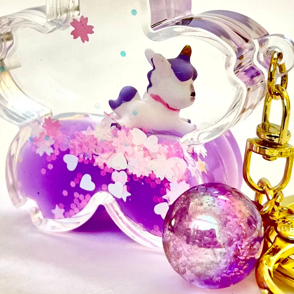 12079 UNICORN FLOWER FLOATY KEY CHARM-12