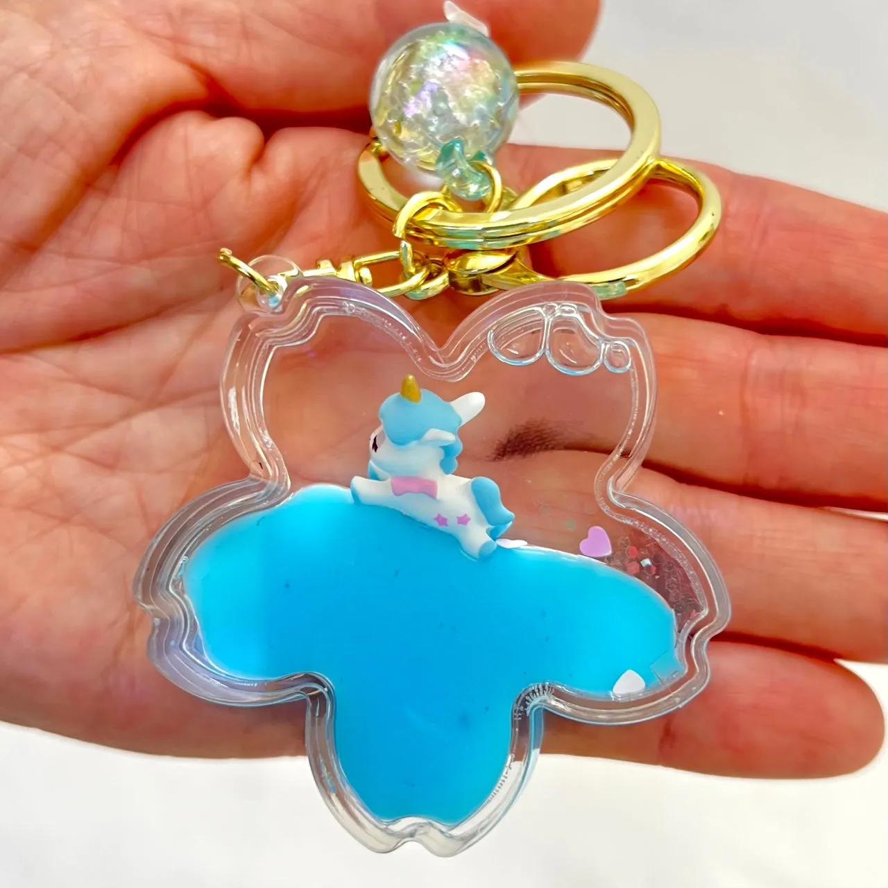 12079 UNICORN FLOWER FLOATY KEY CHARM-12