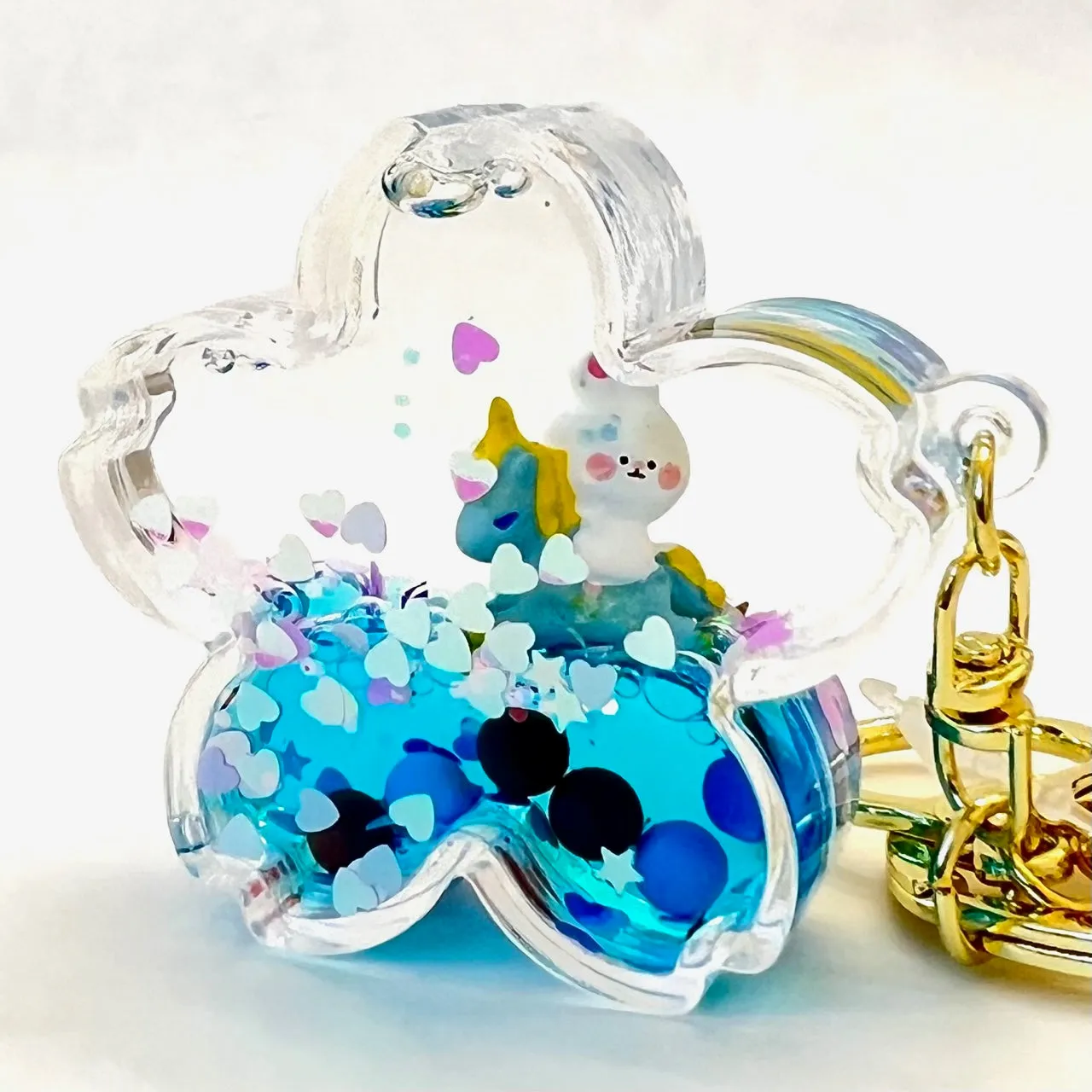 12110 UNICORN BUNNY FLOWER FLOATY KEY CHARM-12
