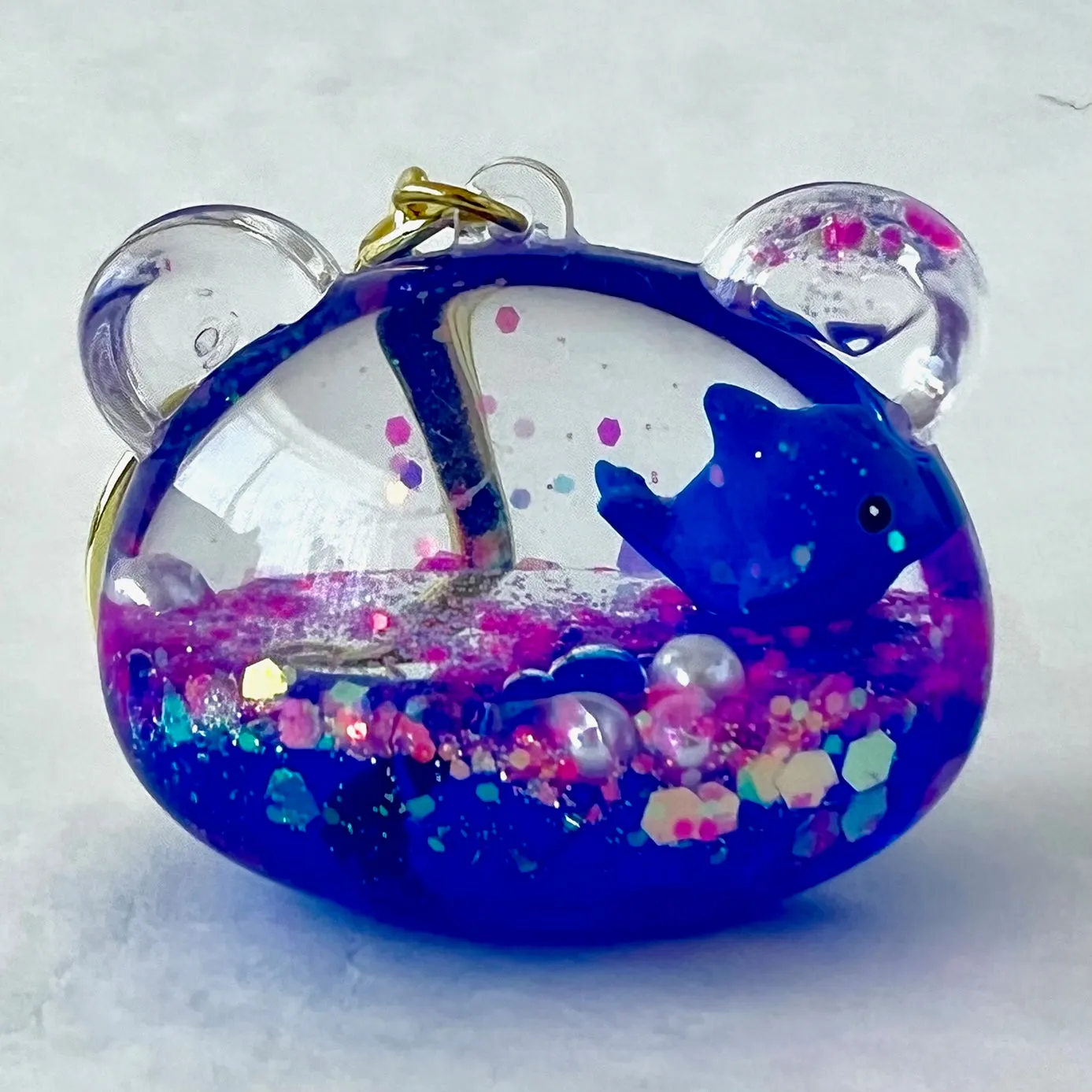 12129 BLUE DOLPHIN COMBO FLOATY KEY CHARM-12
