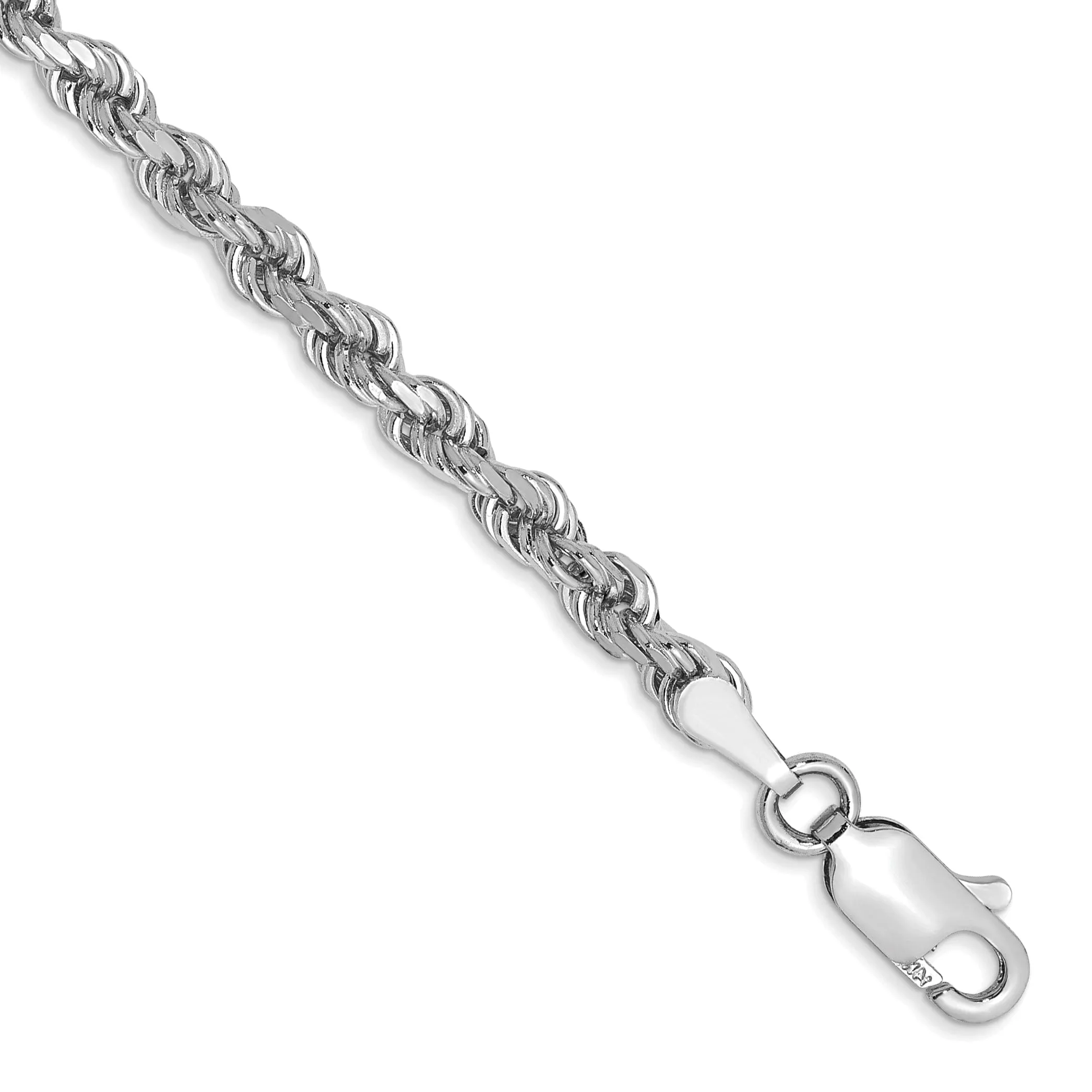 14k White Gold 3.10mm Diamond Cut Rope Chain