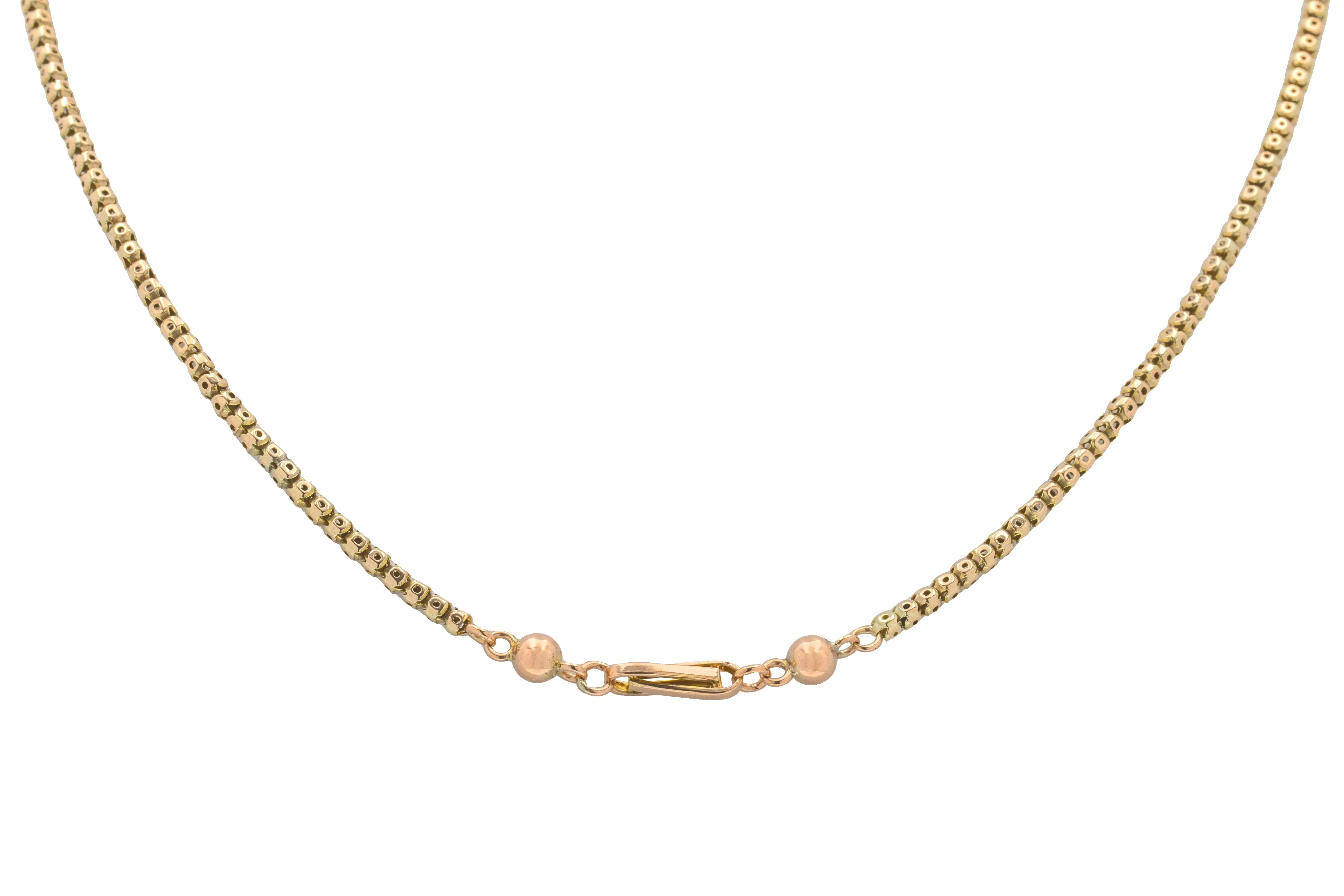 19.5" Antique 9ct Gold Pierced Chain, Ball & Fetter Details (8g)