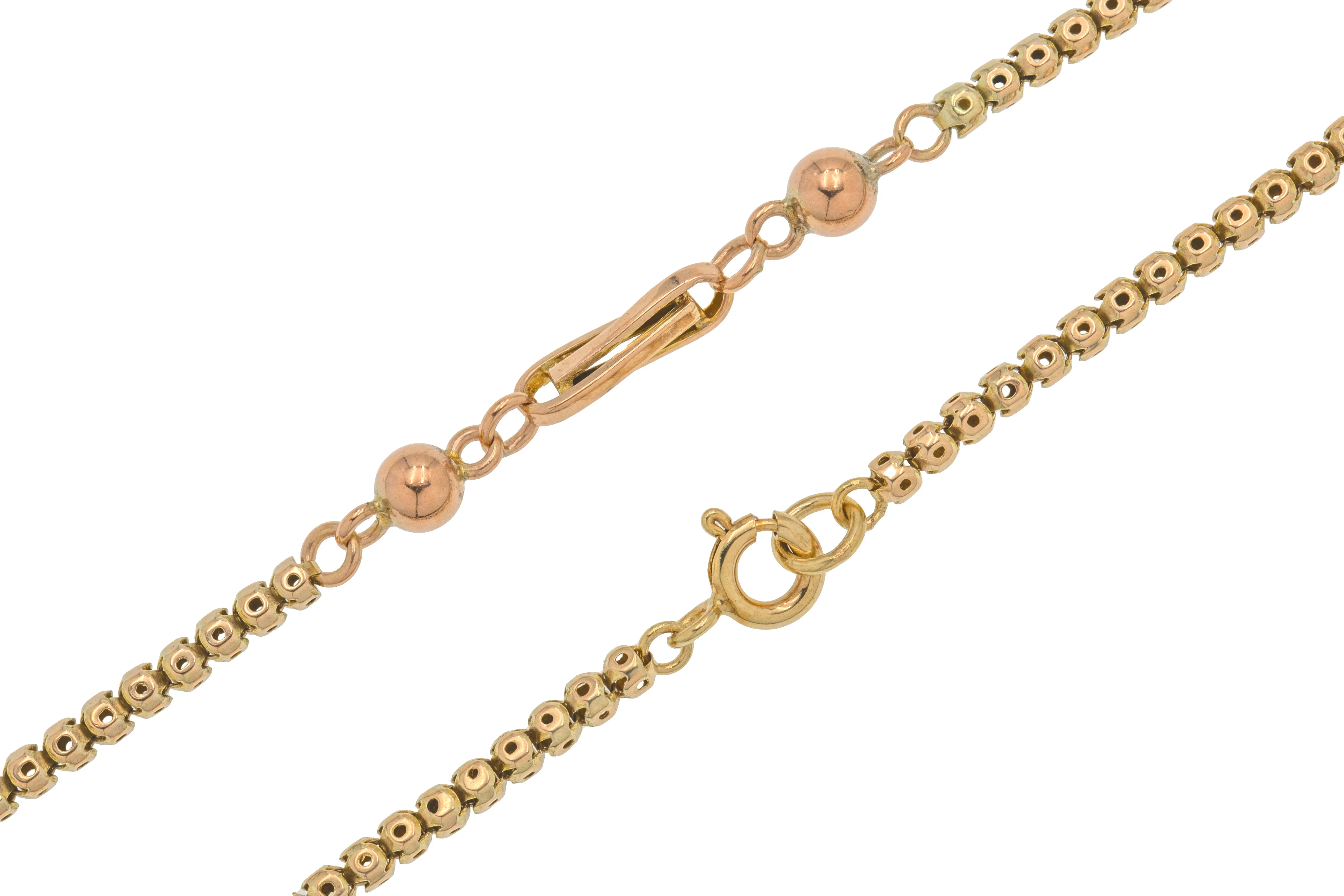 19.5" Antique 9ct Gold Pierced Chain, Ball & Fetter Details (8g)