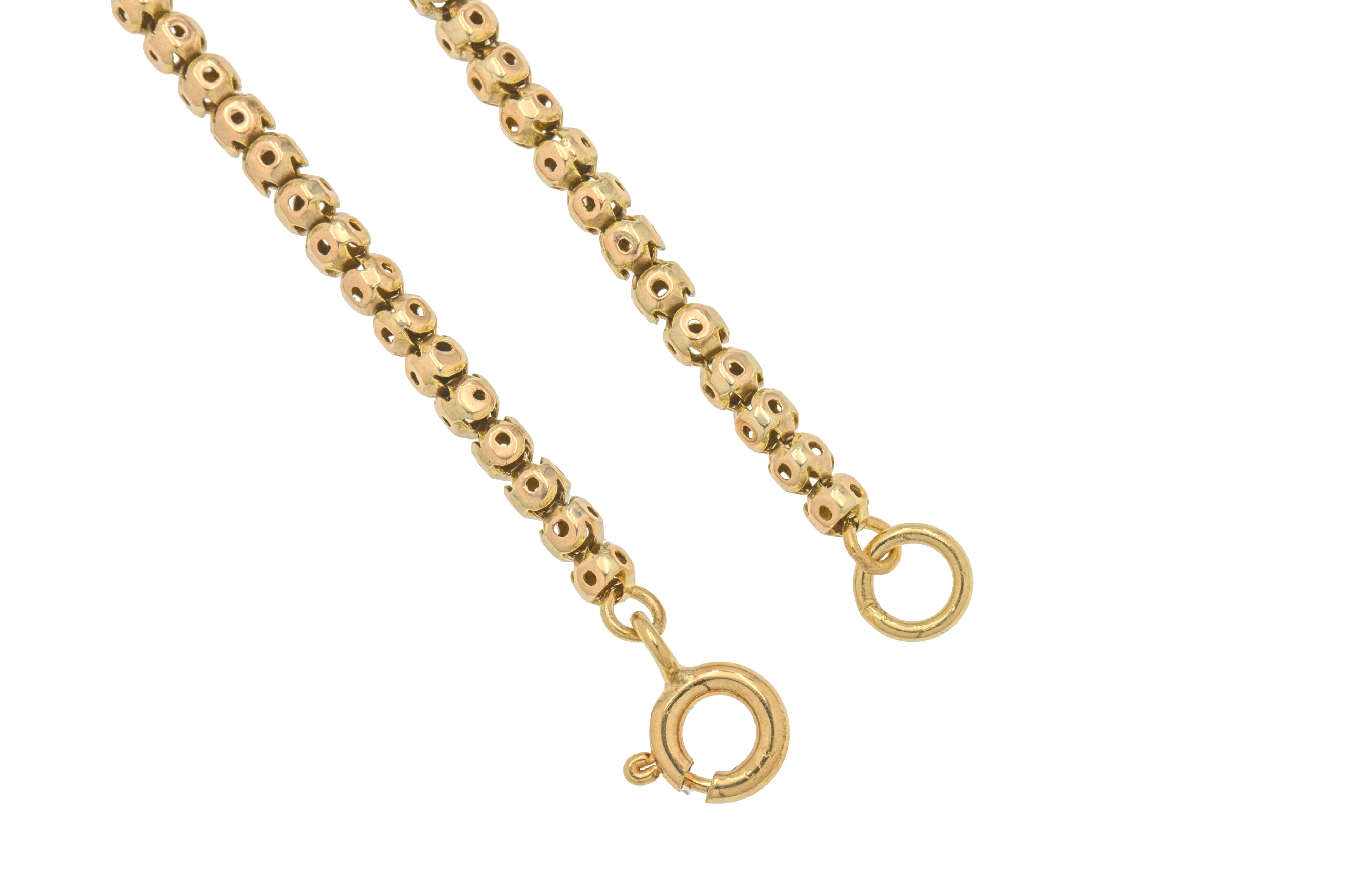 19.5" Antique 9ct Gold Pierced Chain, Ball & Fetter Details (8g)