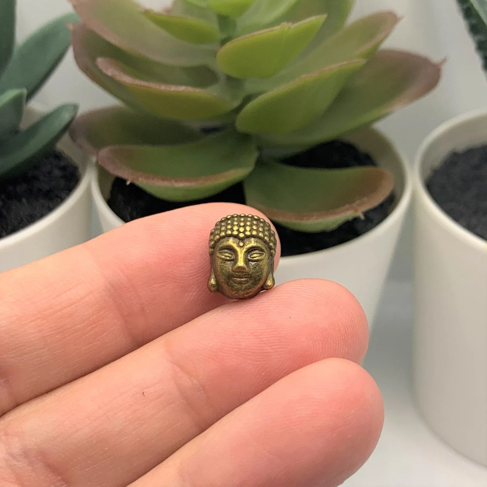 4, 20 or 50 Pieces: Bronze Happy Buddha Head Beads