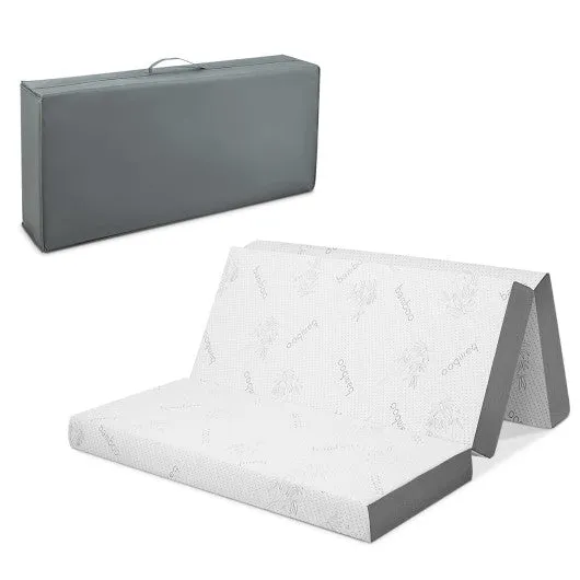 4 Inch Tri-fold Cool Gel Memory Foam Mattress-Queen Size