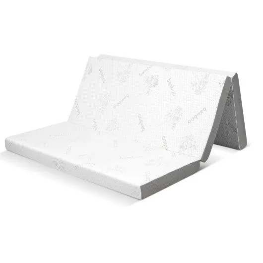 4 Inch Tri-fold Cool Gel Memory Foam Mattress-Queen Size