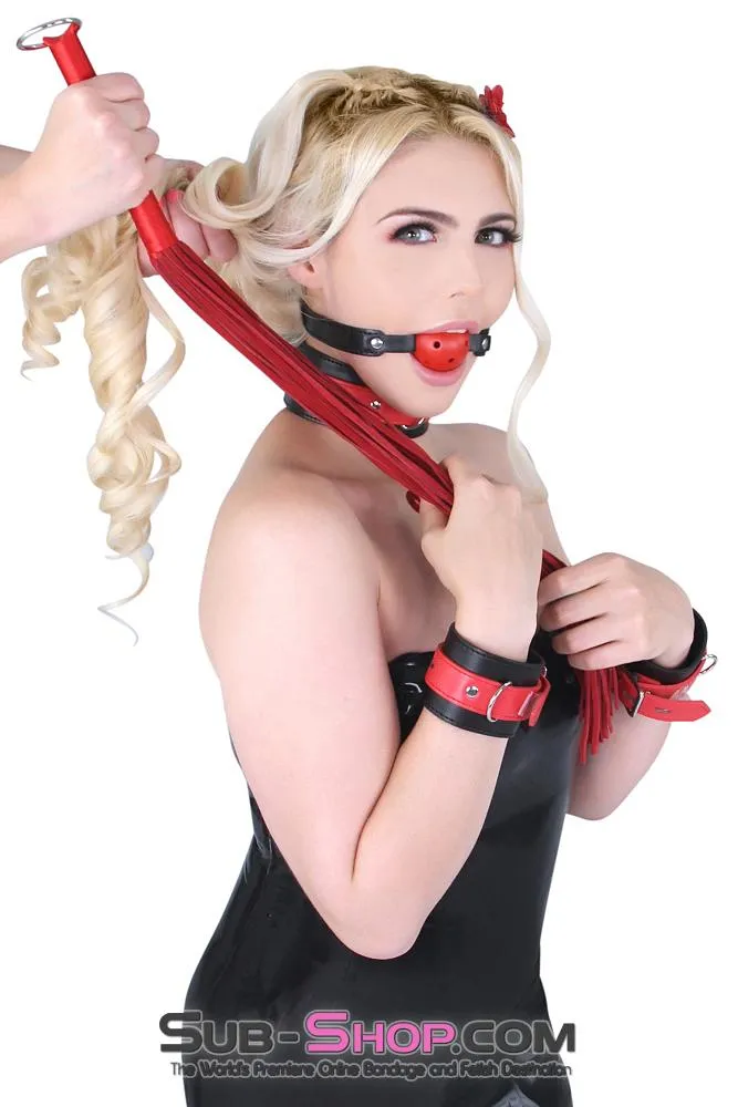 7794MQ      Red Tails Satin Handle Suede Tail Flogger Whip - LAST CHANCE - Final Closeout!