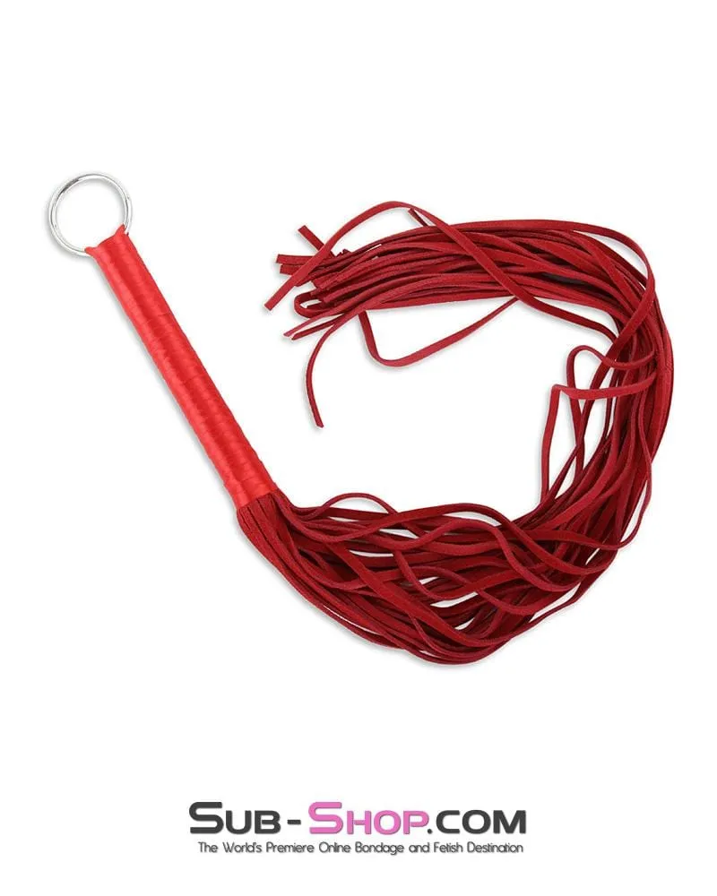7794MQ      Red Tails Satin Handle Suede Tail Flogger Whip - LAST CHANCE - Final Closeout!