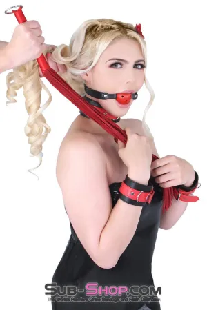 7794MQ      Red Tails Satin Handle Suede Tail Flogger Whip - LAST CHANCE - Final Closeout!