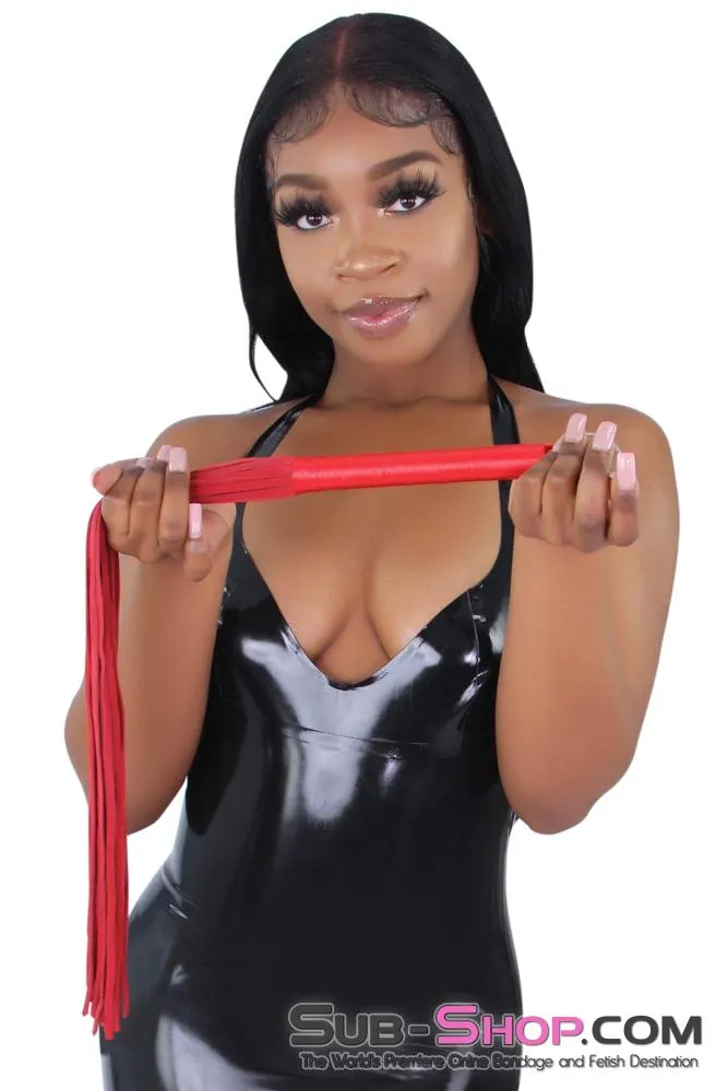 7794MQ      Red Tails Satin Handle Suede Tail Flogger Whip - LAST CHANCE - Final Closeout!