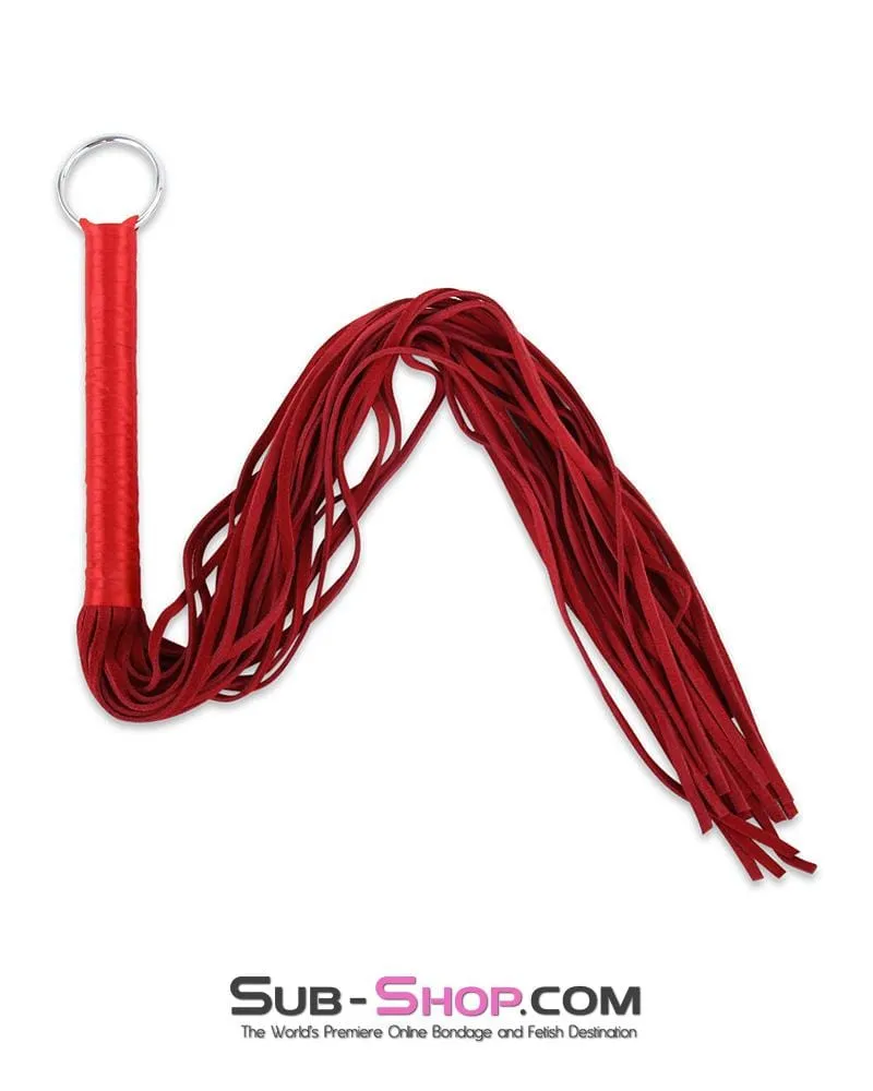 7794MQ      Red Tails Satin Handle Suede Tail Flogger Whip - LAST CHANCE - Final Closeout!