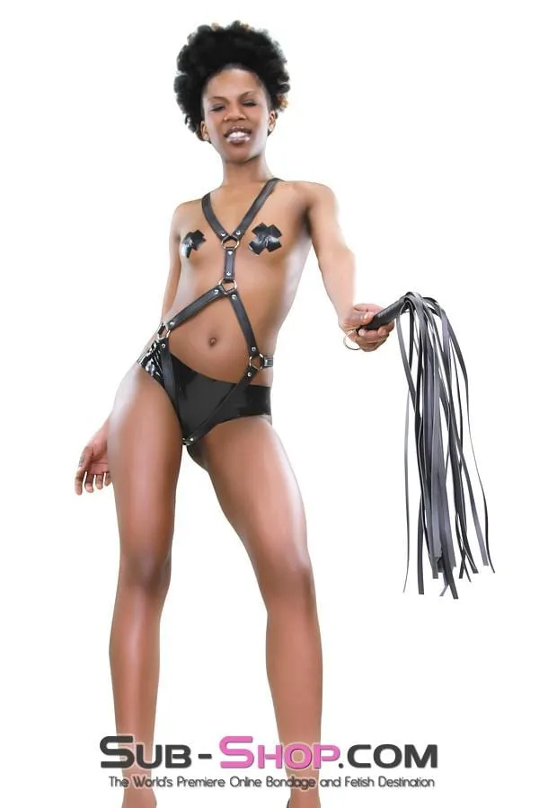 7797DL      Heavyweight 24" Rubberized Leatherette Flogger Whip with Hanging Ring
