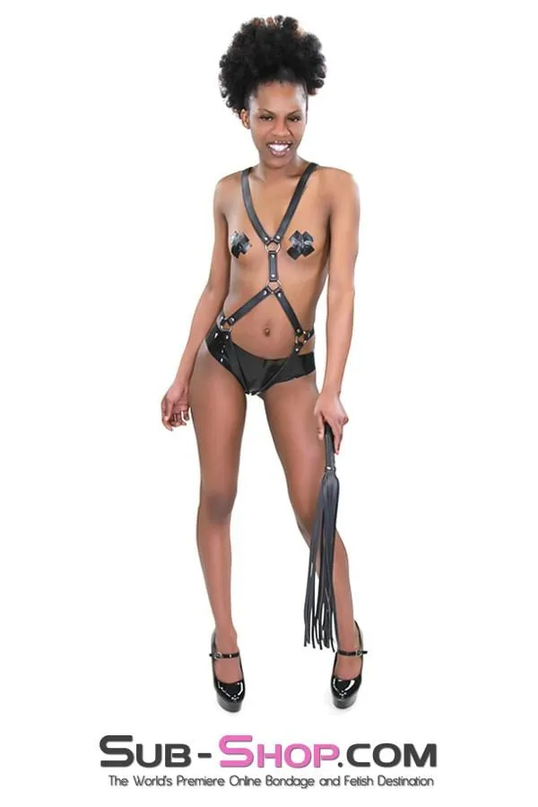 7797DL      Heavyweight 24" Rubberized Leatherette Flogger Whip with Hanging Ring