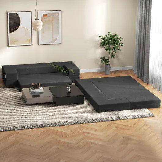 8 Inch Convertible Folding Sofa Bed with Washable Cover-Queen Size