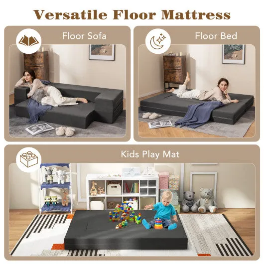 8 Inch Convertible Folding Sofa Bed with Washable Cover-Queen Size