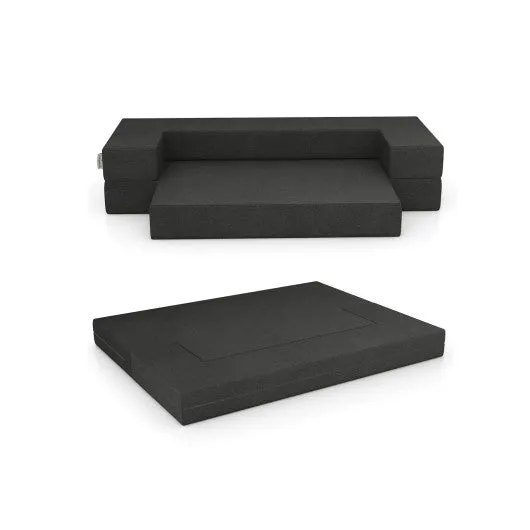 8 Inch Convertible Folding Sofa Bed with Washable Cover-Queen Size