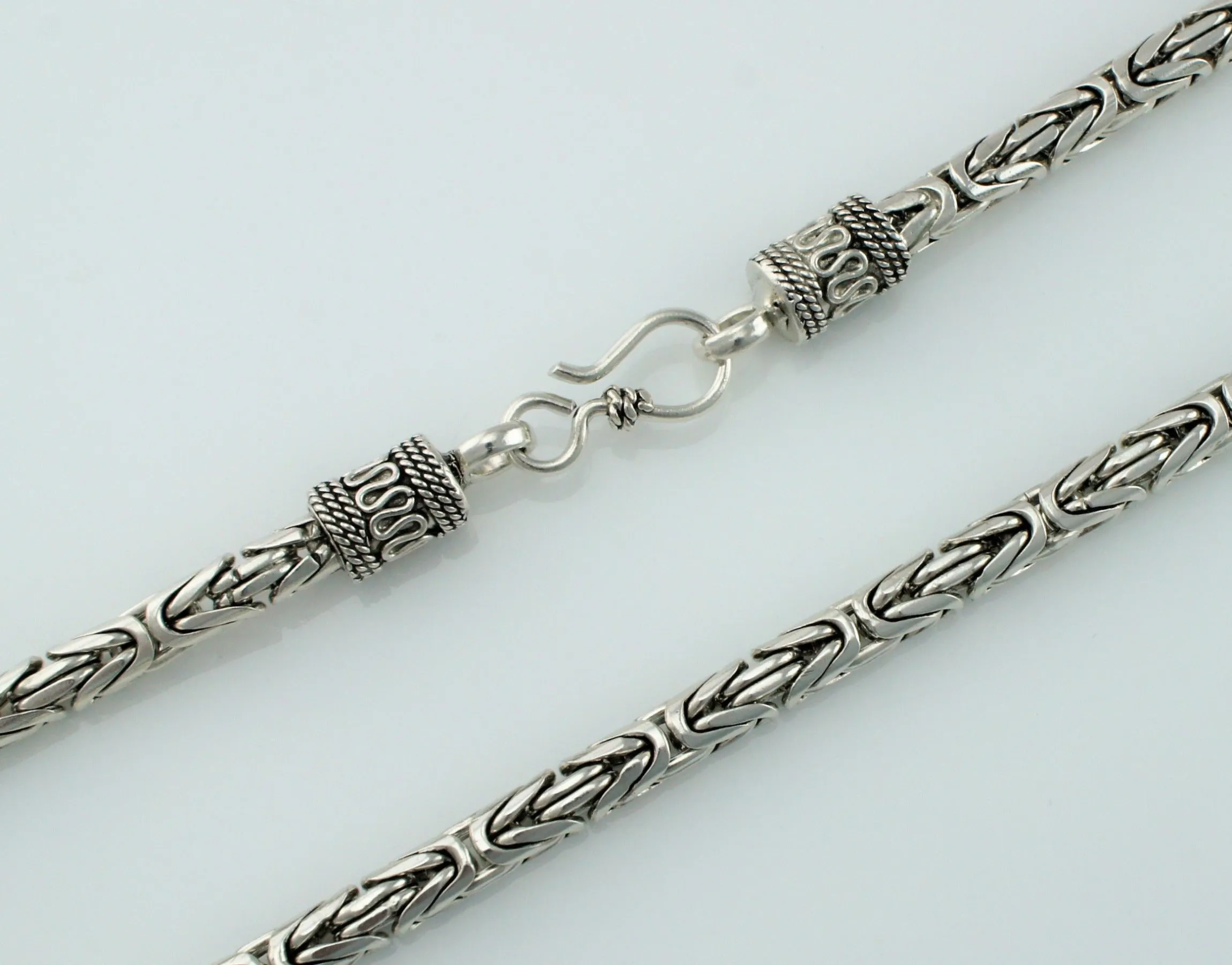 925 Sterling Silver Bali Byzantine Chain Necklace