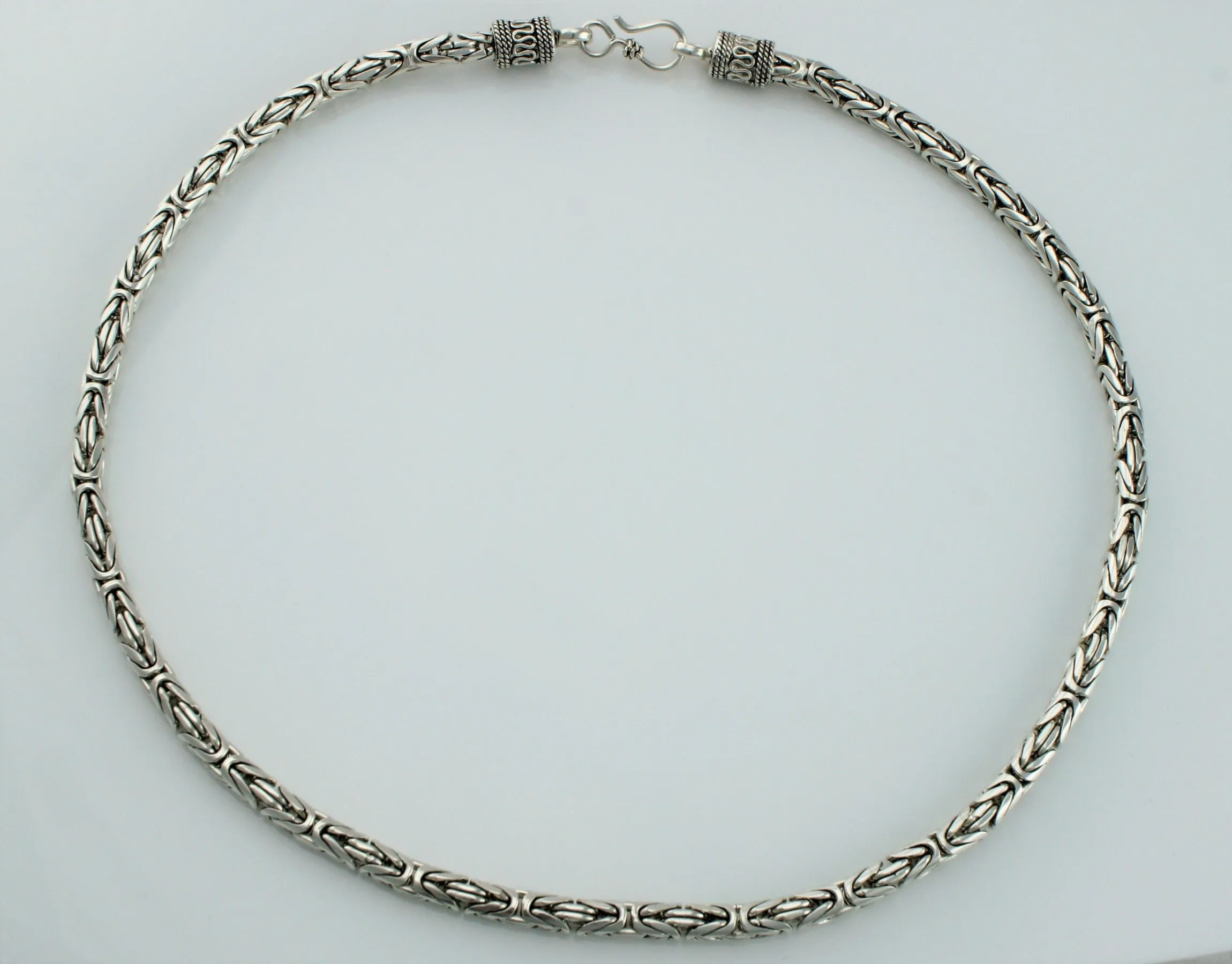 925 Sterling Silver Bali Byzantine Chain Necklace