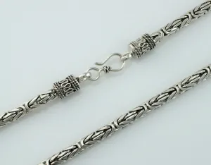 925 Sterling Silver Bali Byzantine Chain Necklace