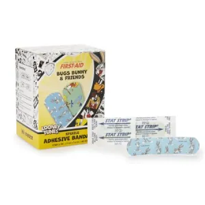 Adhesive Strip Looney Tunes™ Stat Strip® 3/4 X 3 Inch Plastic Rectangle Kid Design (Bugs and Daffy) Sterile - Dukal  Mfr# 1085737