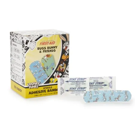 Adhesive Strip Looney Tunes™ Stat Strip® 3/4 X 3 Inch Plastic Rectangle Kid Design (Bugs and Daffy) Sterile - Dukal  Mfr# 1085737