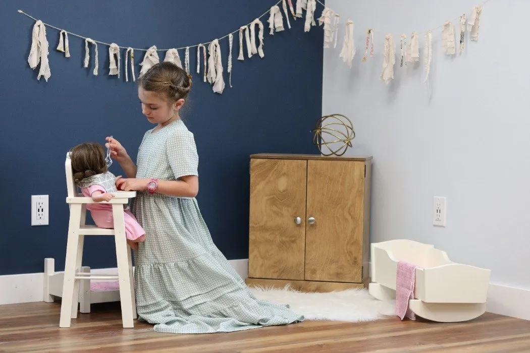 Amish-Made Wooden Doll High Chair, "Rebekah's Collection"