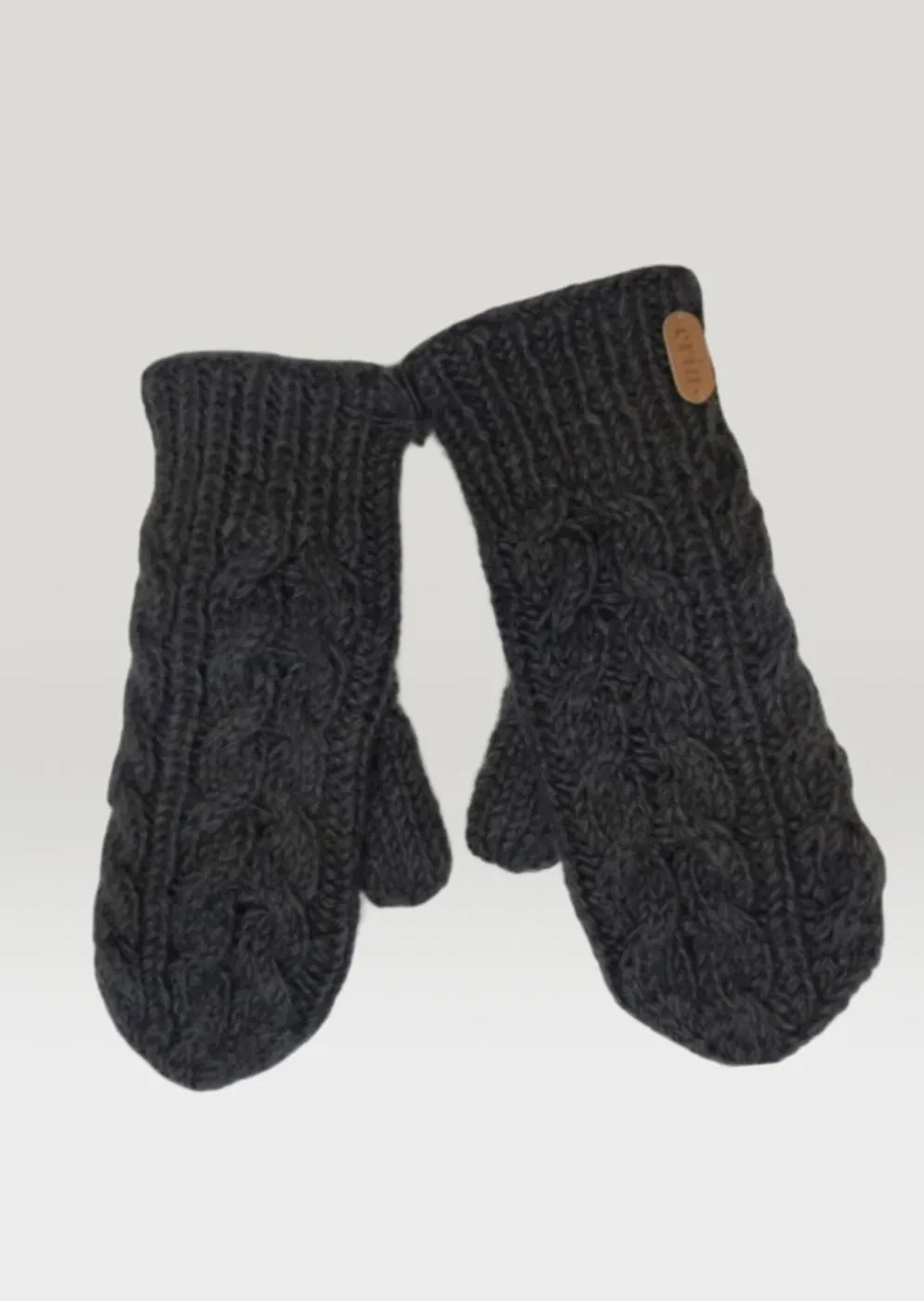 Aran Cable Mittens | Charcoal