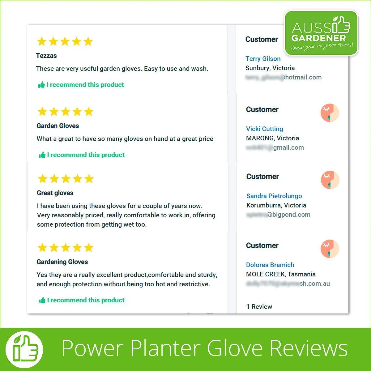 Aussie Gardener Gloves - 3 Pack (machine washable)