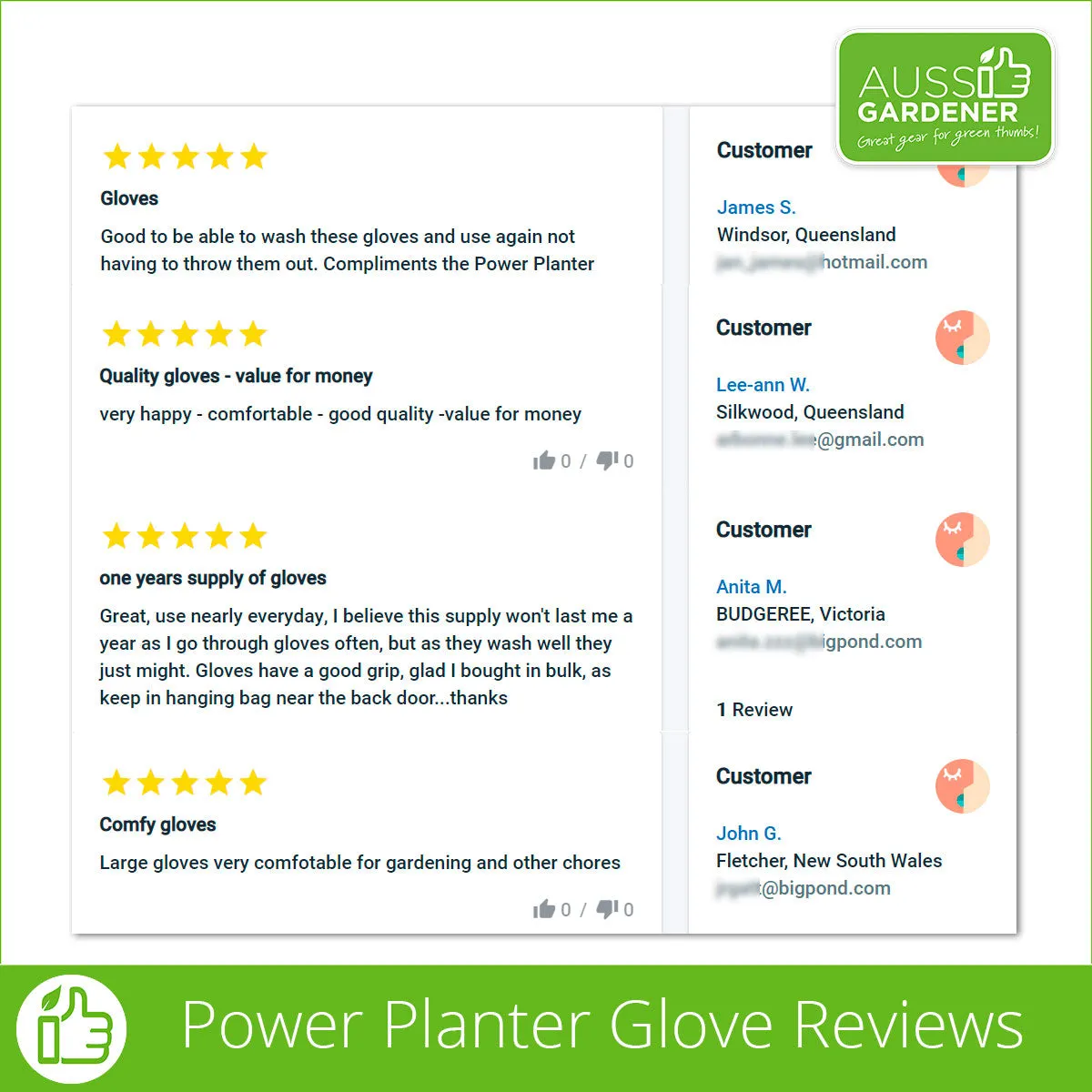 Aussie Gardener Gloves - 3 Pack (machine washable)