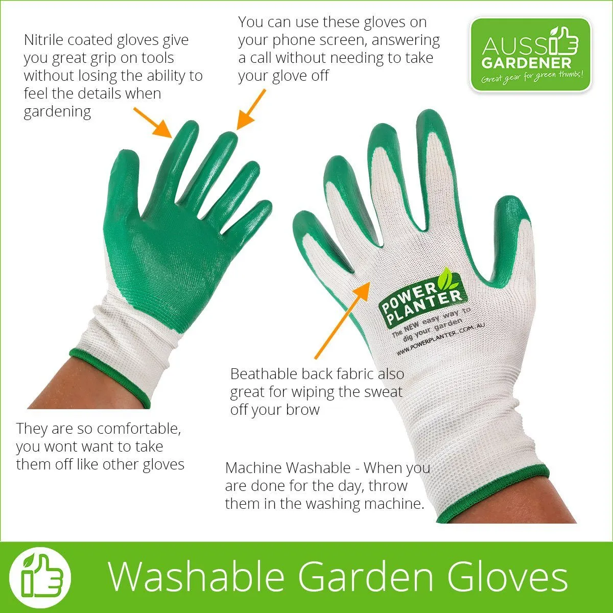 Aussie Gardener Gloves - 3 Pack (machine washable)