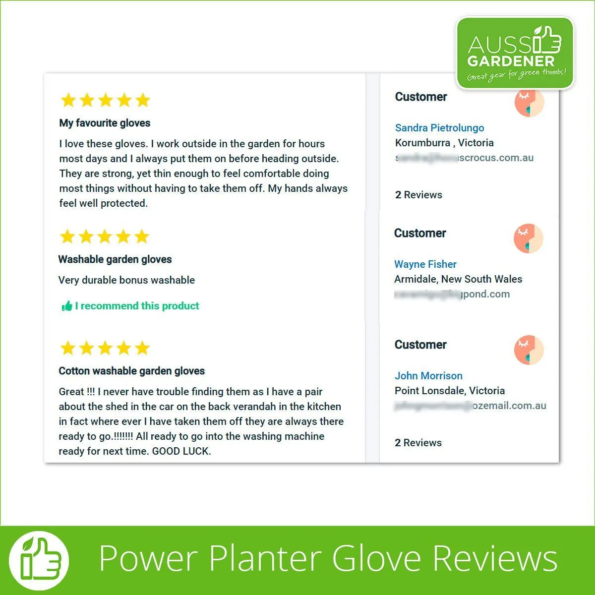 Aussie Gardener Gloves - 3 Pack (machine washable)