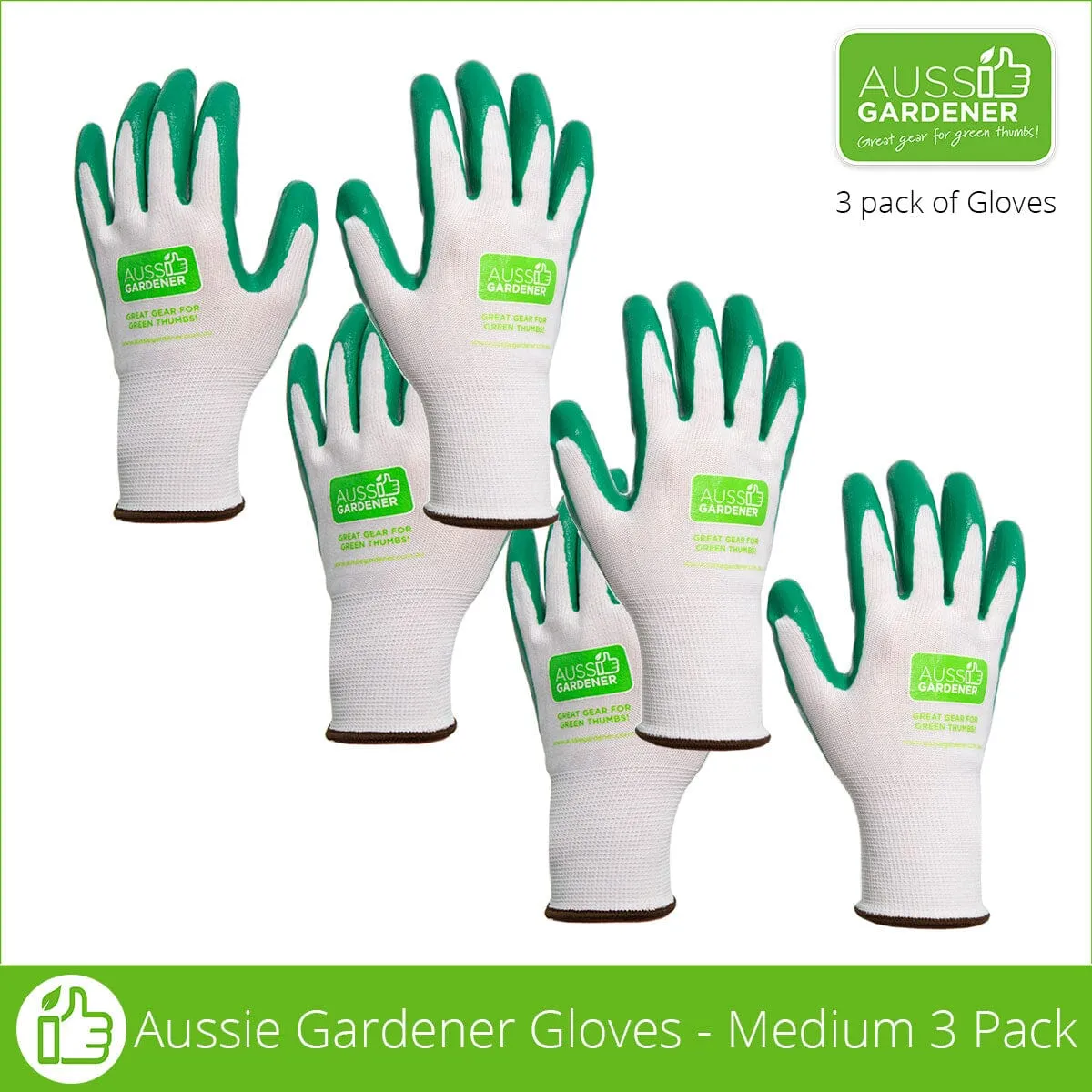 Aussie Gardener Gloves - 3 Pack (machine washable)