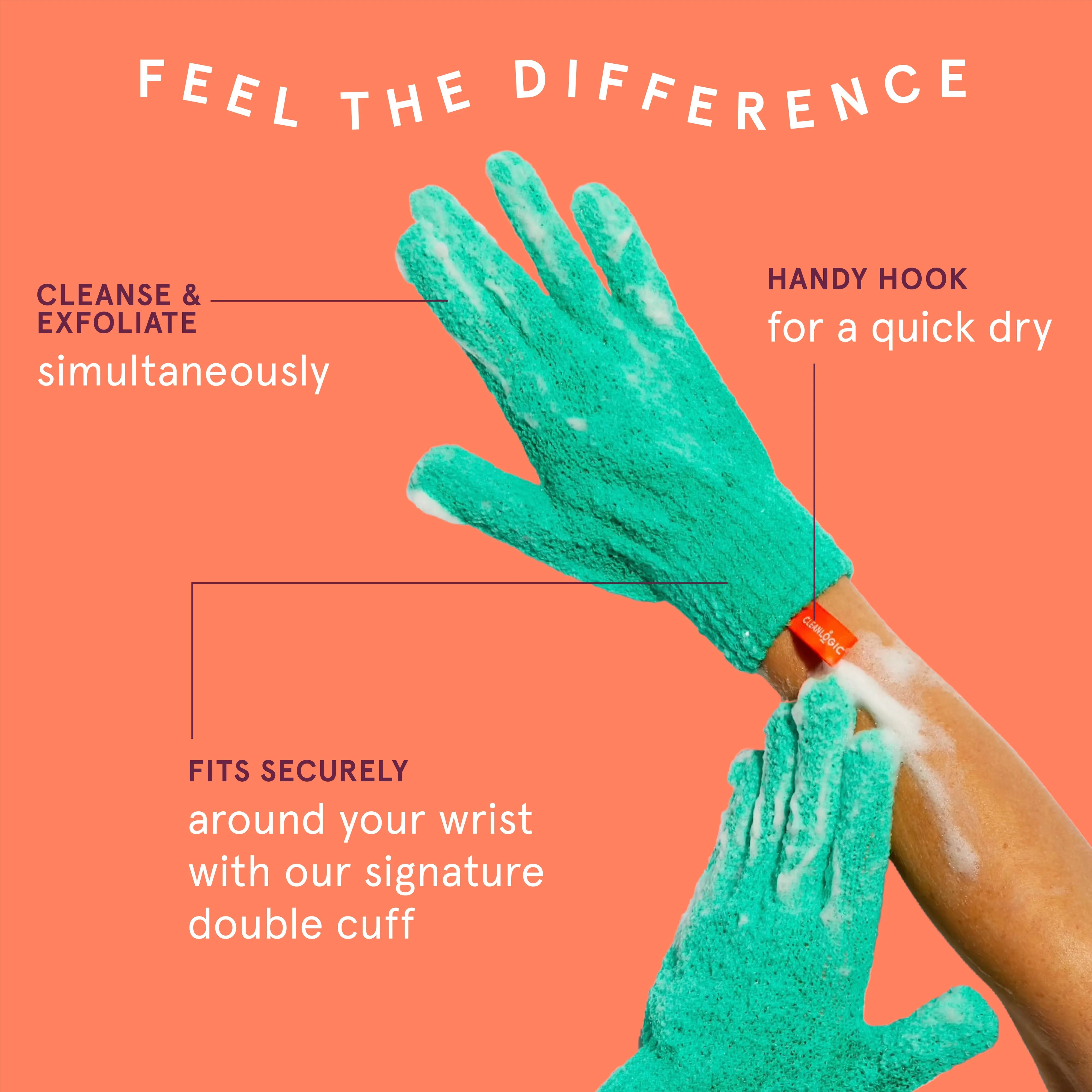 Bath and Body Exfoliating Body Gloves, Assorted Colors, 3 Pair - 6 Count