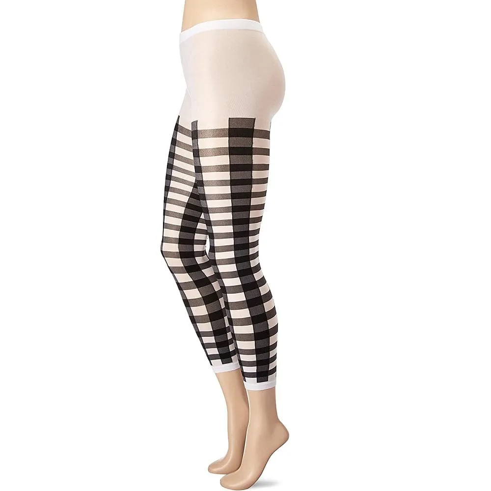BeWicked Lattice Work Pattern Blk/Wht Pantyhose