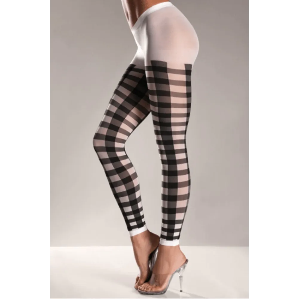BeWicked Lattice Work Pattern Blk/Wht Pantyhose