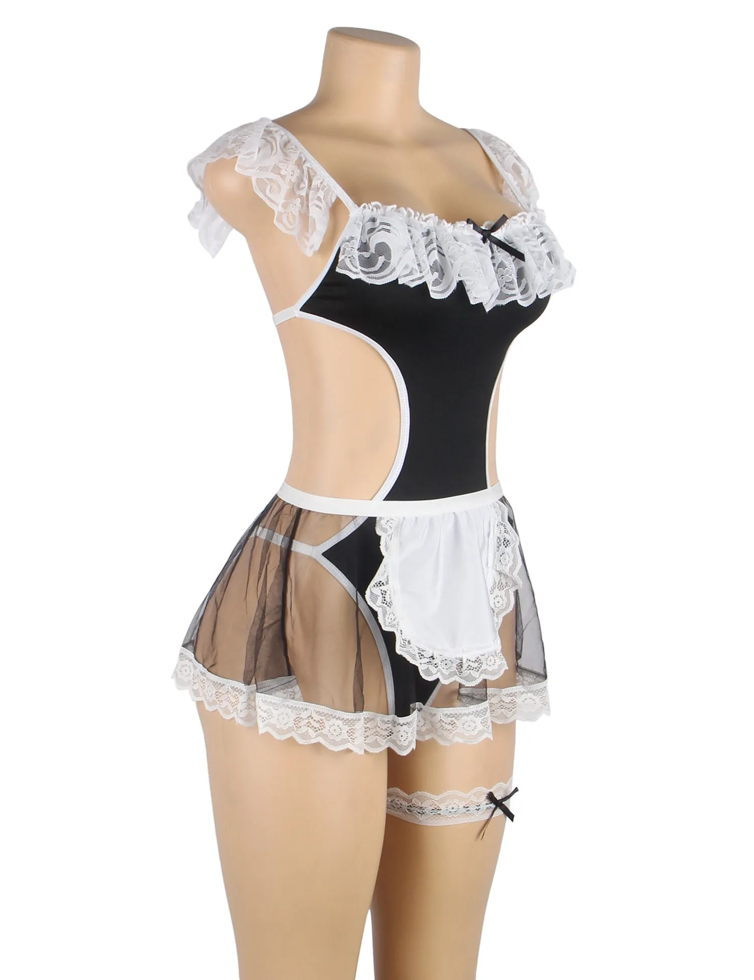 Black Sexy Lace Maid Costume & Plus Size