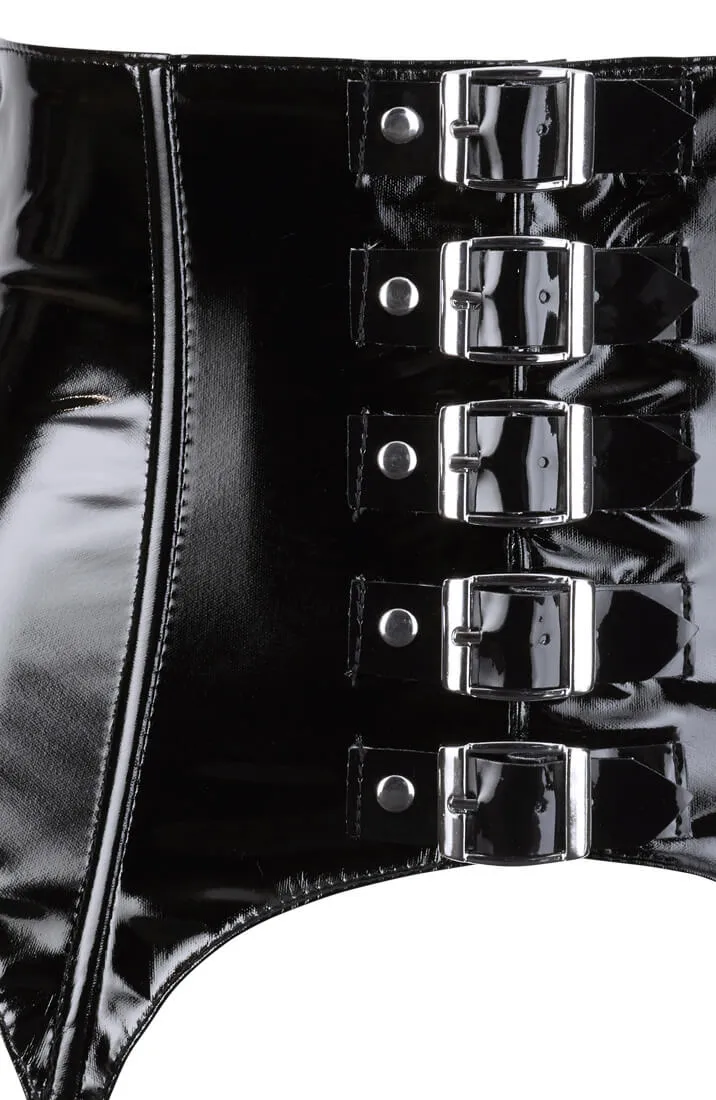 Black vinyl suspender underbust - Your Host