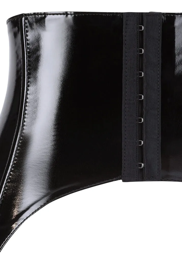 Black vinyl suspender underbust - Your Host