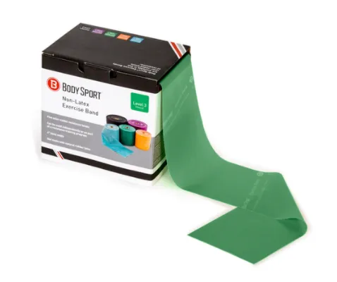 BodySport&reg; 4" Wide, Bulk Packaged Exercise Resistance Bands, Latex Free, 25 yd. Rolls