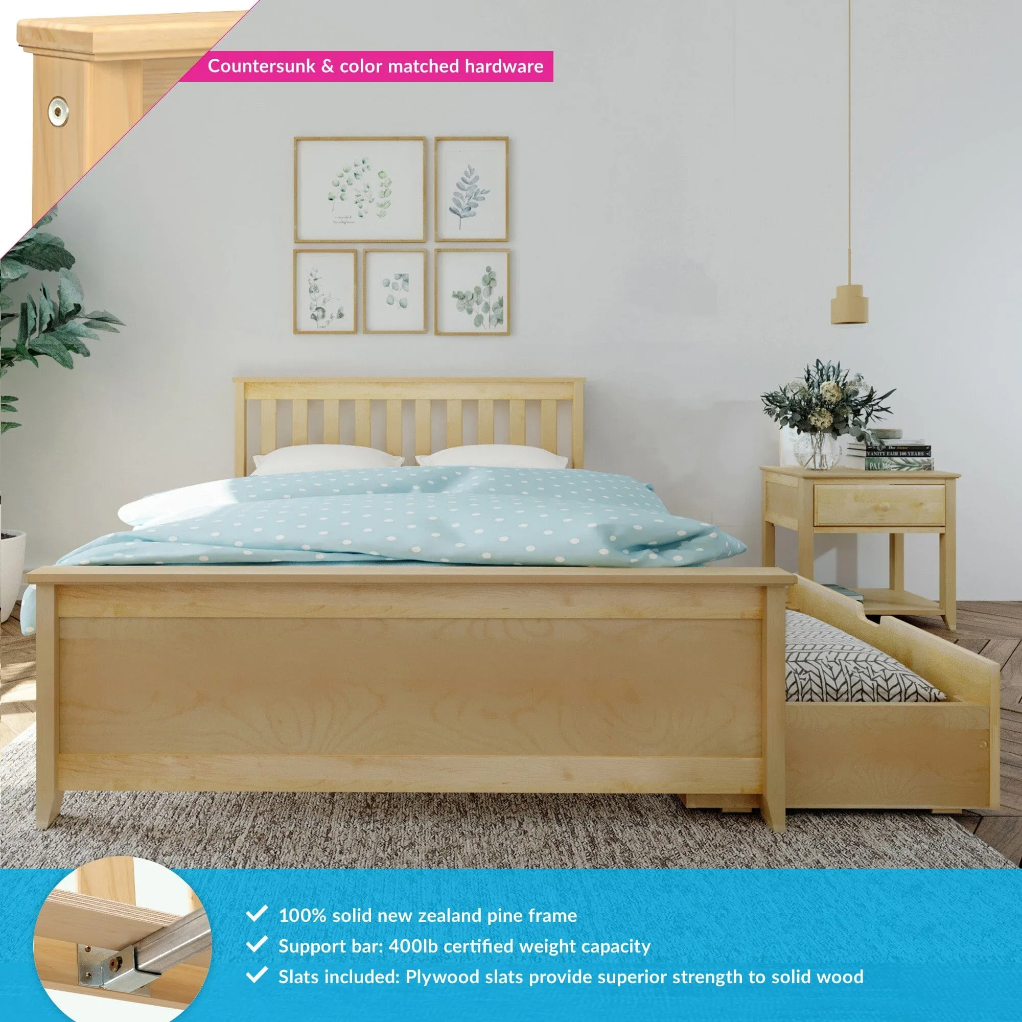Full Slatted Bed With Storage Drawers