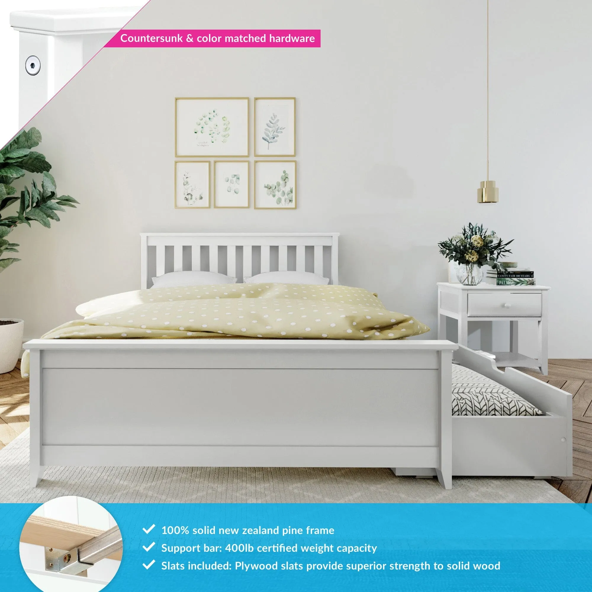 Full Slatted Bed With Storage Drawers