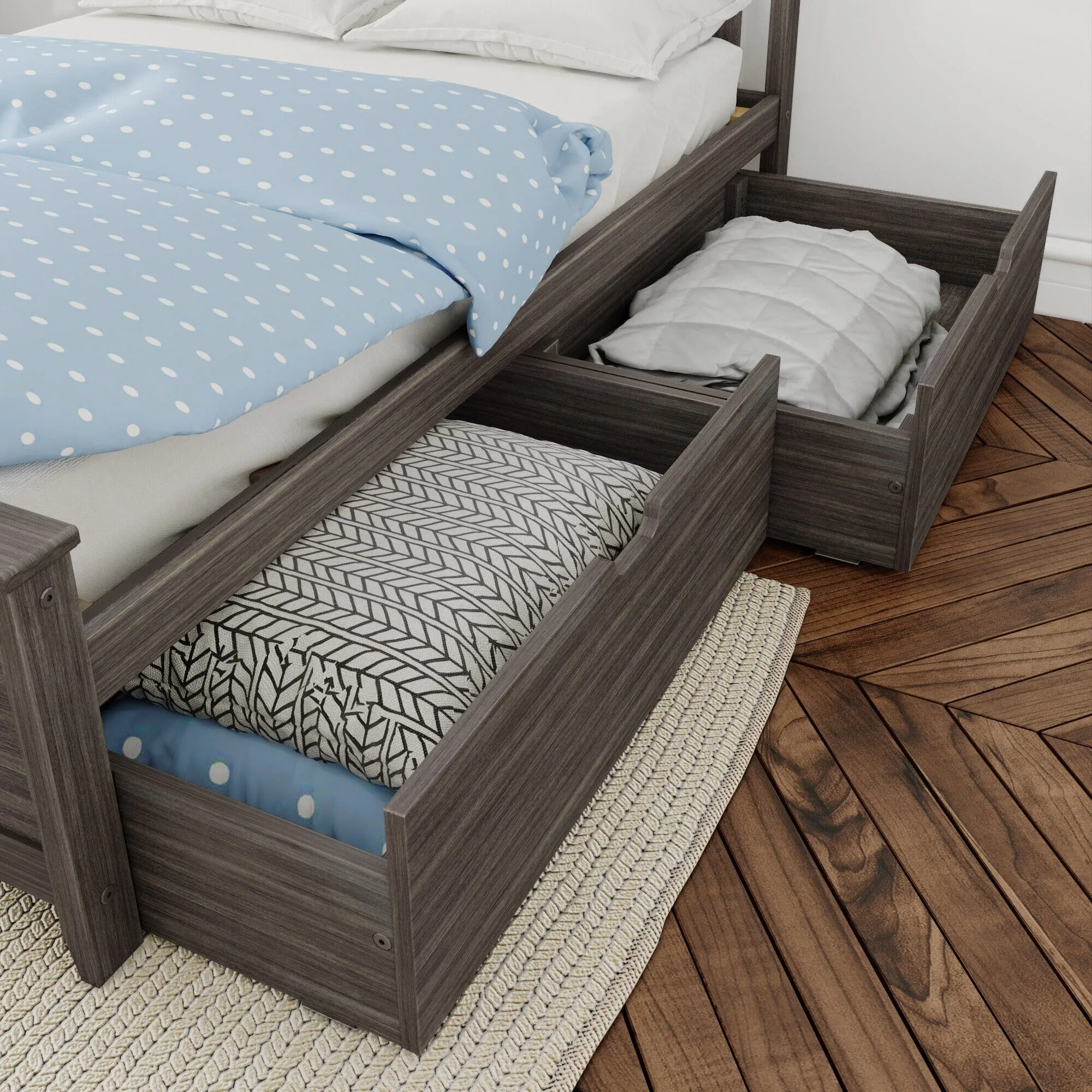 Full Slatted Bed With Storage Drawers