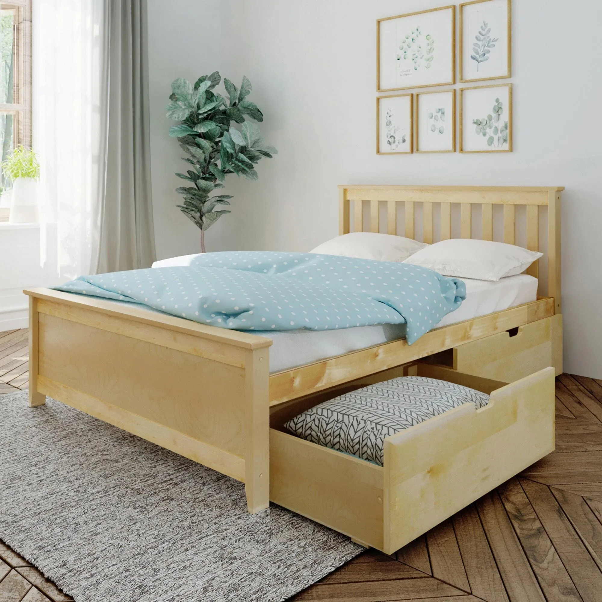 Full Slatted Bed With Storage Drawers
