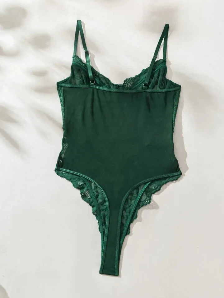 Green Lace Bodysuit Lingerie