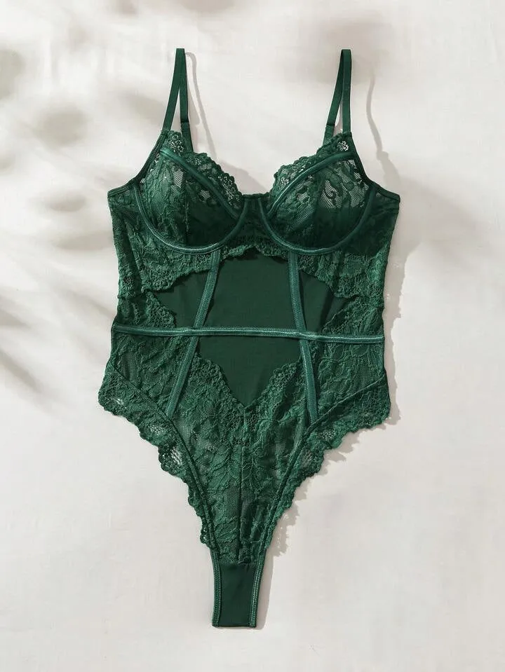 Green Lace Bodysuit Lingerie